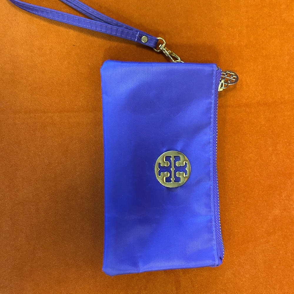 Tory Burch Purple Nylon Wristlet with Gold Accent Hardware